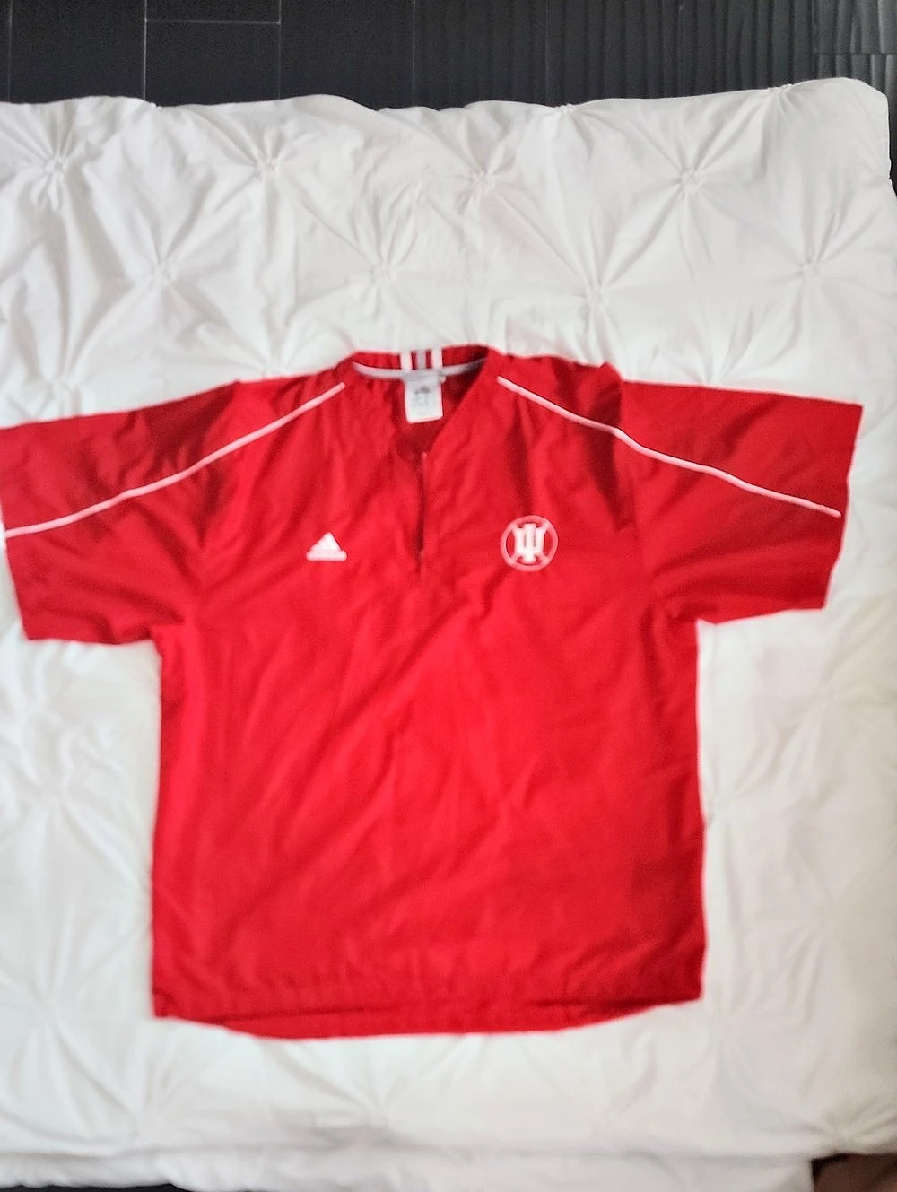 Adidas Red & White IU Baseball Pullover Like New